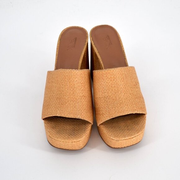 Nordstrom Rack Alyssa Chunky Heel Woven Platform Sandals Golden Tan Women's 6.5 - Picture 3 of 9